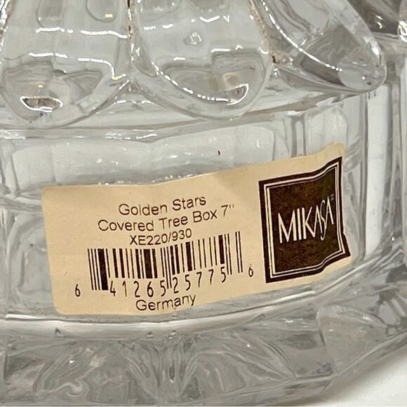 Vintage Crystal Christmas Tree W/Star Art Glass Trinket Dish 6.0” Tall Mikasa - Picture 3 of 6